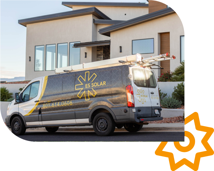 ES Solar van parked outside modern house.
